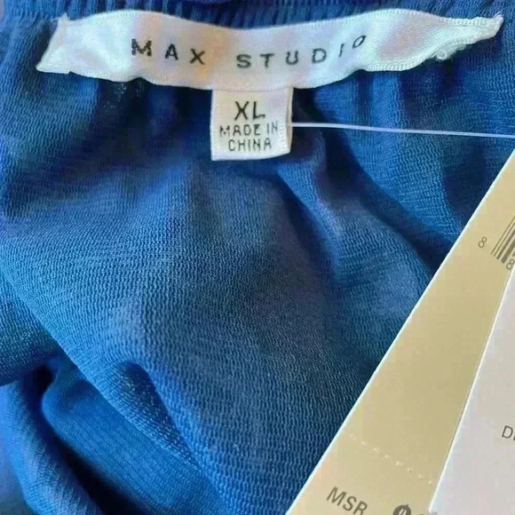 NWT WOMENS MAX STUDIO BLUE HALTER NECK SUMMER DRESS SIZE XL MSRP $118. - Picture 5 of 11